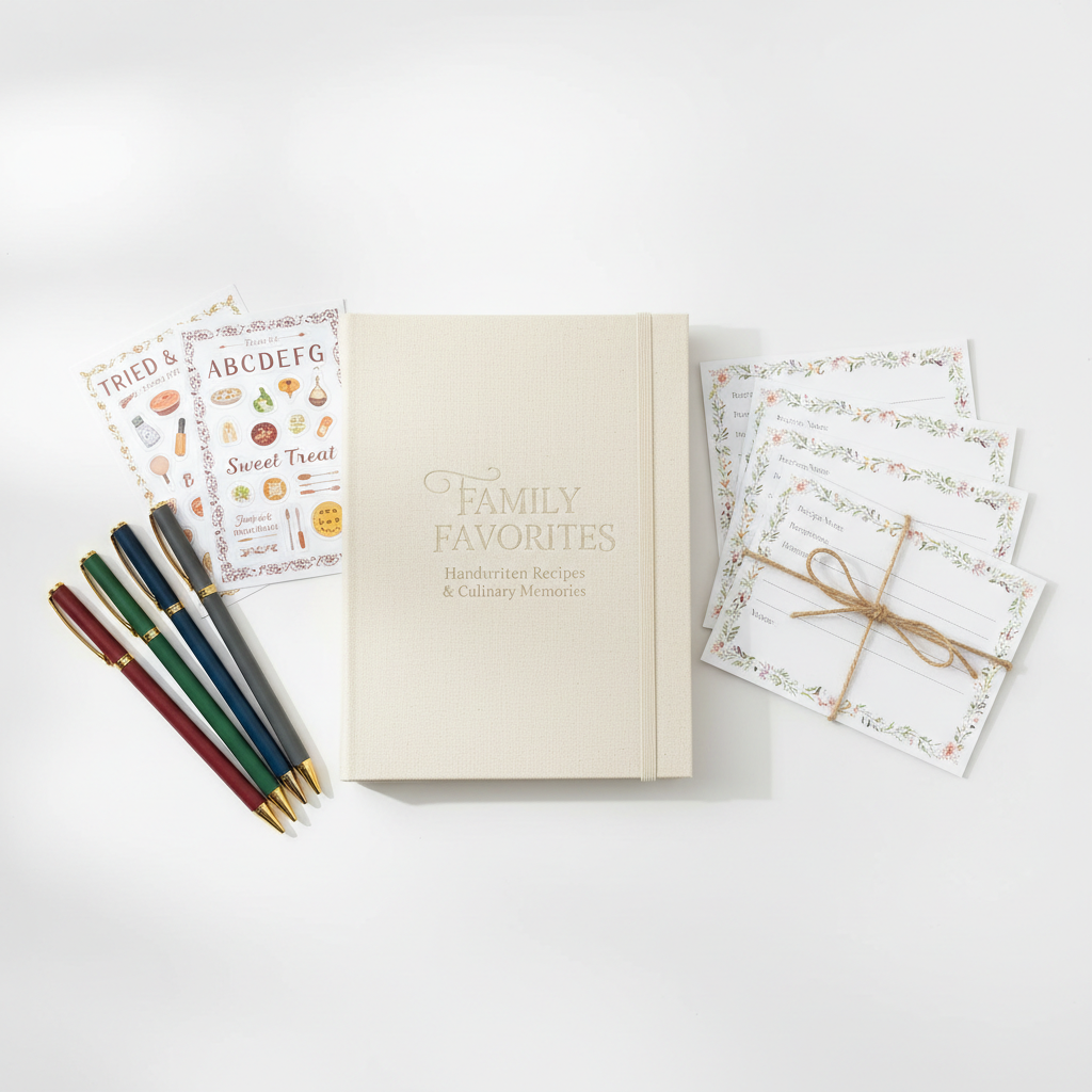 Family Recipe Book Kit - DIY keepsake cookbook set