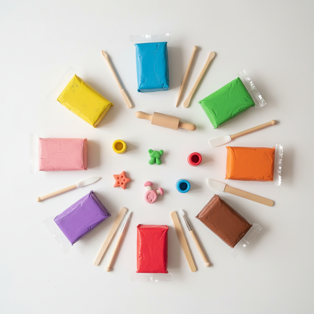 Clay Modelling Kit flat lay